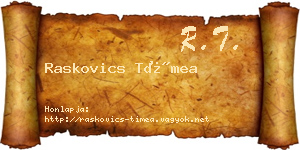 Raskovics Tímea névjegykártya